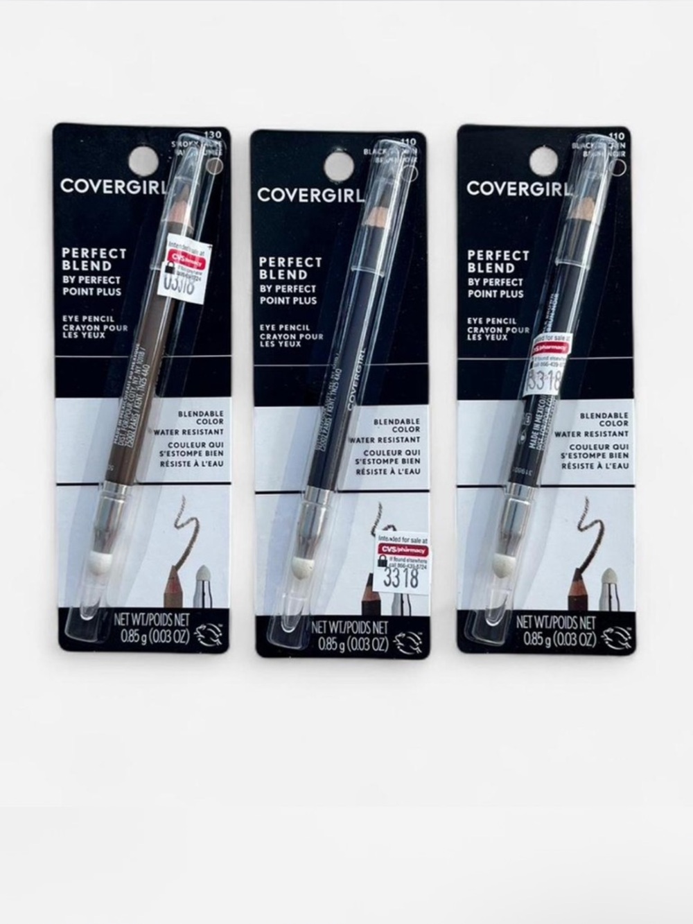 COVERGIRL Perfect Blend Eye Liner Pencils -Black Brown & Taupe 3 Pack NWT Sealed